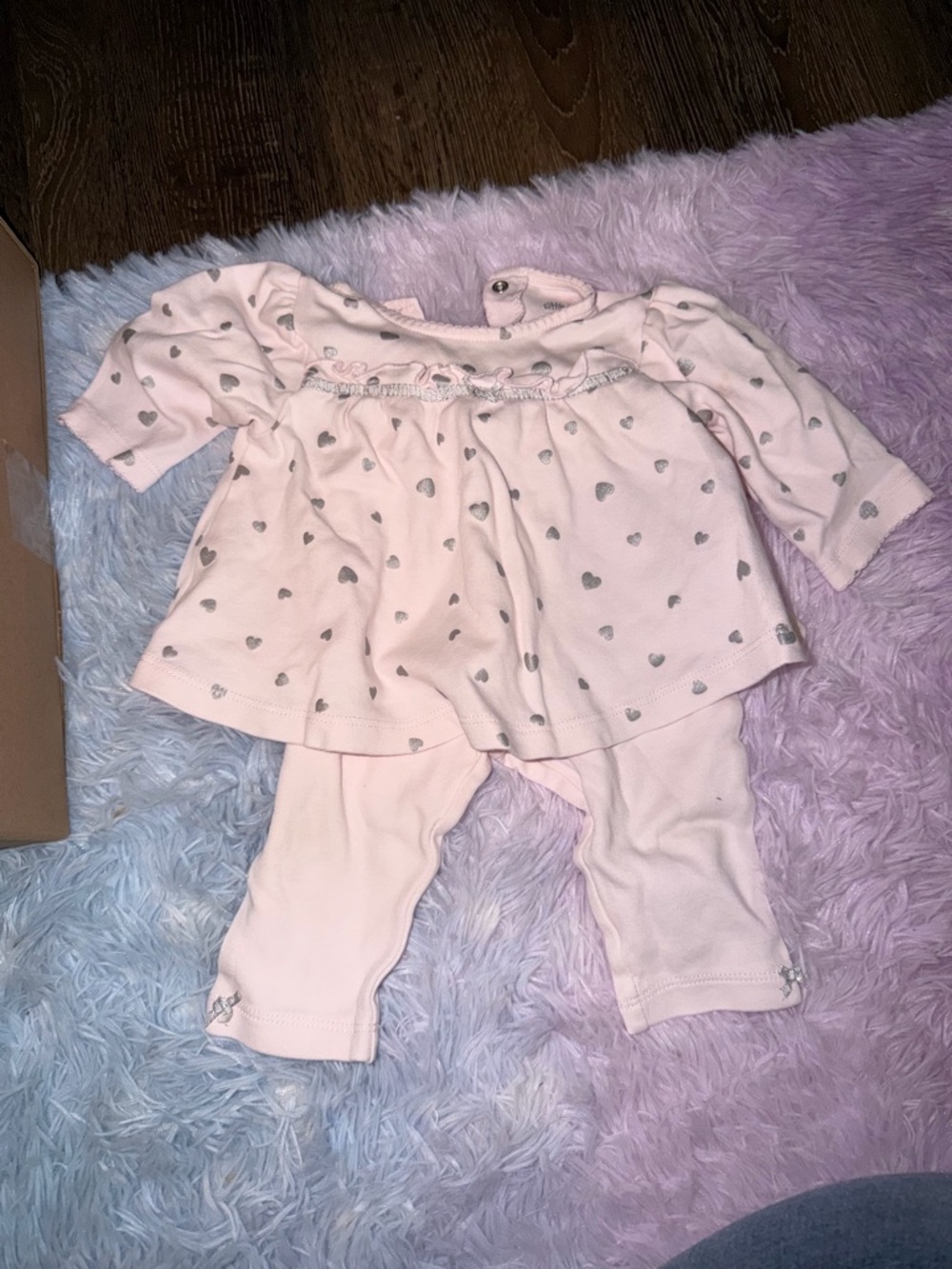 Little Me Light Pink Heart Tunic & Legging Pajama Set